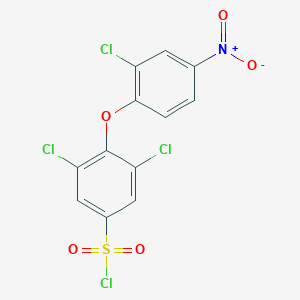 molecular formula C12H5Cl4NO5S B061423 3,5-Dichloro-4-(2-chloro-4-nitrophenoxy)benzene-1-sulfonyl chloride CAS No. 175135-06-5