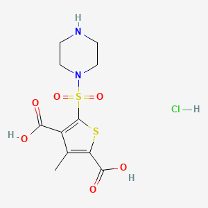 3-methyl-5-(piperazine-1-sulfonyl)thiophene-2,4-dicarboxylic acid hydrochloride
