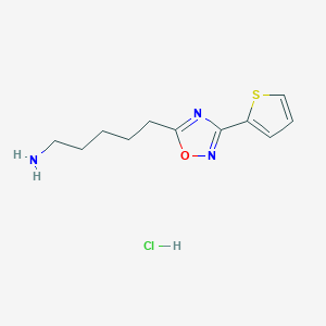 5-[3-(thiophen-2-yl)-1,2,4-oxadiazol-5-yl]pentan-1-amine hydrochloride