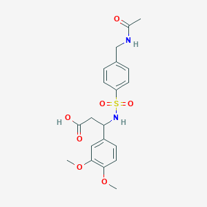 molecular formula C20H24N2O7S B6142832 3-(3,4-dimethoxyphenyl)-3-[4-(acetamidomethyl)benzenesulfonamido]propanoic acid CAS No. 744230-56-6