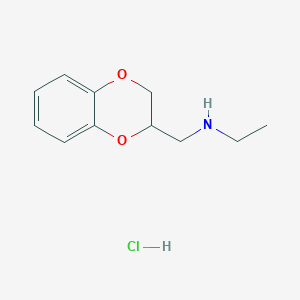 molecular formula C11H16ClNO2 B6143043 N-(2,3-dihydro-1,4-benzodioxin-2-ylmethyl)-N-ethylamine hydrochloride CAS No. 21404-81-9