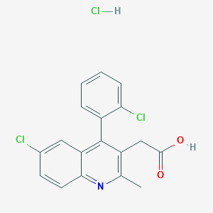 molecular formula C18H14Cl3NO2 B6143048 [6-Chloro-4-(2-chlorophenyl)-2-methylquinolin-3-yl]acetic acid hydrochloride CAS No. 1173033-81-2