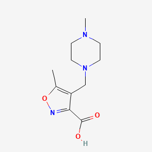 molecular formula C11H17N3O3 B6143370 5-methyl-4-[(4-methylpiperazin-1-yl)methyl]-1,2-oxazole-3-carboxylic acid CAS No. 893640-60-3