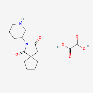 molecular formula C15H22N2O6 B6144243 2-(Piperidin-3-yl)-2-azaspiro[4.4]nonane-1,3-dione; oxalic acid CAS No. 1221725-11-6