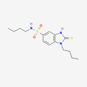 molecular formula C15H23N3O2S2 B6144475 N,1-dibutyl-2-sulfanyl-1H-1,3-benzodiazole-5-sulfonamide CAS No. 379253-58-4