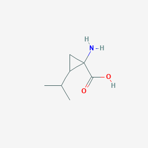 molecular formula C7H13NO2 B061485 Cyclopropanecarboxylic acid, 1-amino-2-(1-methylethyl)-(9CI) CAS No. 162679-89-2