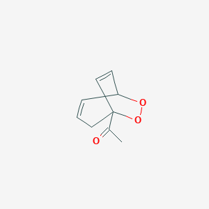 molecular formula C9H10O3 B061502 Ethanone, 1-(6,7-dioxabicyclo[3.2.2]nona-3,8-dien-1-yl)-(9CI) CAS No. 194657-03-9