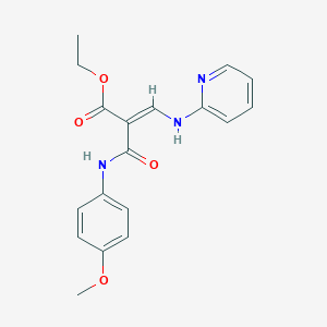 2-Propenoic acid, 2-(((4-methoxyphenyl)amino)carbonyl)-3-(2-pyridinylamino)-, ethyl ester, (E)-