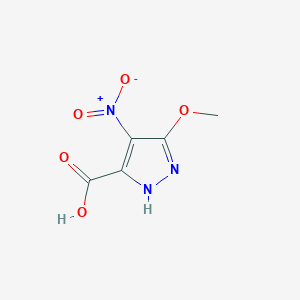 molecular formula C5H5N3O5 B061619 3-methoxy-4-nitro-1H-pyrazole-5-carboxylic acid CAS No. 161235-54-7