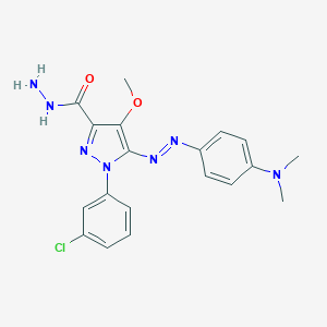 1-(3-Chlorophenyl)-5-(4-dimethylaminophenyl)diazenyl-4-methoxypyrazol e-3-carbohydrazide