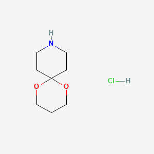 molecular formula C8H16ClNO2 B6163236 1,5-Dioxa-9-aza-spiro[5.5]undecane, hydrochloride CAS No. 71879-41-9