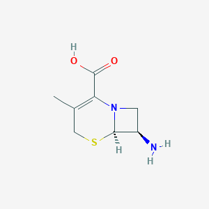 molecular formula C8H12N2O2S B061649 (6R,7R)-7-Amino-3-methyl-5-thia-1-azabicyclo[4.2.0]oct-2-ene-2-carboxylic acid CAS No. 161742-21-8
