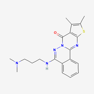 molecular formula C20H23N5OS B6167324 8-[3-(dimethylamino)propylamino]-13,14-dimethyl-15-thia-9,10,17-triazatetracyclo[8.7.0.02,7.012,16]heptadeca-1(17),2,4,6,8,12(16),13-heptaen-11-one CAS No. 380455-04-9
