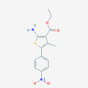 molecular formula C14H14N2O4S B061678 Ethyl 2-amino-4-methyl-5-(4-nitrophenyl)thiophene-3-carboxylate CAS No. 174072-89-0