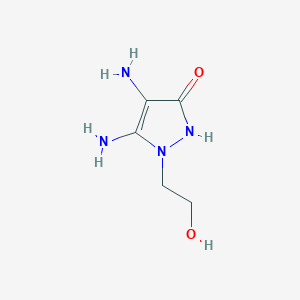 molecular formula C5H10N4O2 B061727 3,4-Diamino-2-(2-hydroxyethyl)-1H-pyrazol-5-one CAS No. 175700-82-0