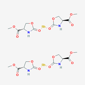 molecular formula C24H30N6O16Rh2 B061765 bis(acetonitrile);tetrakis(4-methoxycarbonyl-4,5-dihydro-1,3-oxazol-2-olate);bis(rhodium(2+)) CAS No. 167693-36-9