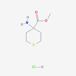 molecular formula C7H14ClNO2S B061778 Methyl 4-aminothiane-4-carboxylate hydrochloride CAS No. 161315-14-6