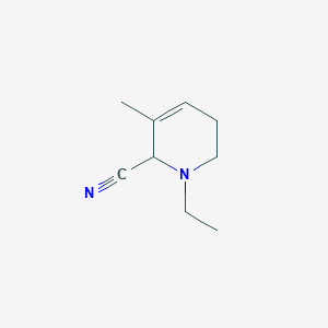 molecular formula C9H14N2 B061789 1-ethyl-5-methyl-3,6-dihydro-2H-pyridine-6-carbonitrile CAS No. 187409-16-1