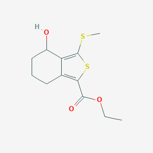 molecular formula C12H16O3S2 B061792 Ethyl 4-hydroxy-3-(methylthio)-4,5,6,7-tetrahydrobenzo[c]thiophene-1-carboxylate CAS No. 172516-36-8