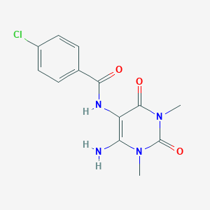 molecular formula C13H13ClN4O3 B061831 N-(4-amino-1,3-dimethyl-2,6-dioxopyrimidin-5-yl)-4-chlorobenzamide CAS No. 166115-74-8