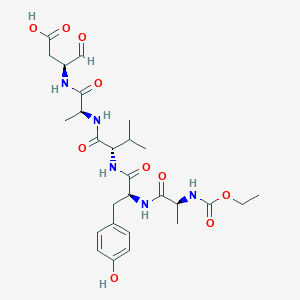molecular formula C27H39N5O10 B061843 L-Alaninamide,N-(ethoxycarbonyl)-L-alanyl-L-tyrosyl-L-valyl-N-[(1S)-2-carboxy-1-formylethyl]-(9CI) CAS No. 160534-05-4