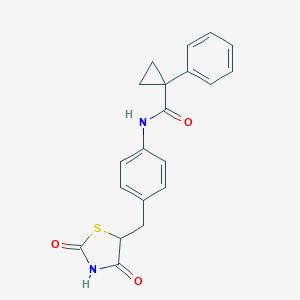 molecular formula C20H18N2O3S B061871 5-(4-(1-Phenyl-1-cyclopropanecarbonylamino)benzyl)thiazolidine-2,4-dione CAS No. 195604-21-8
