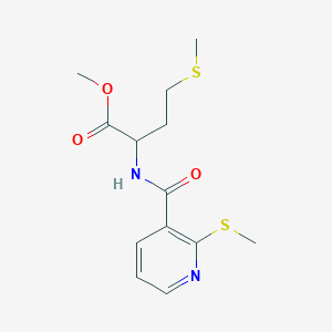 molecular formula C13H18N2O3S2 B061935 Methyl 4-(methylthio)-2-([[2-(methylthio)-3-pyridyl]carbonyl]amino)butanoate CAS No. 175201-68-0