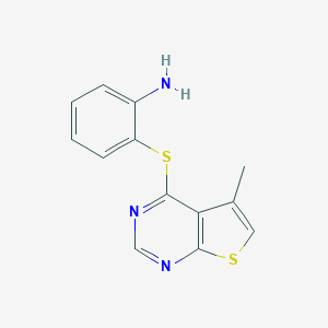 molecular formula C13H11N3S2 B061948 2-[(5-Methylthieno[2,3-D]Pyrimidin-4-Yl)Thio]Aniline CAS No. 175137-24-3