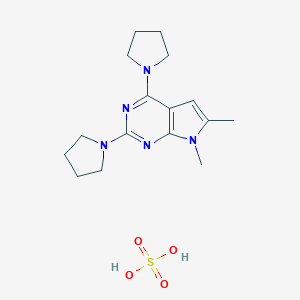 molecular formula C16H25N5O4S B061968 7H-Pyrrolo(2,3-d)pyrimidine, 6,7-dimethyl-2,4-di-1-pyrrolidinyl-, sulfate (1:1) CAS No. 175097-45-7