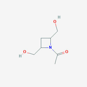 molecular formula C7H13NO3 B061970 1-[2,4-Bis(hydroxymethyl)azetidin-1-yl]ethanone CAS No. 186752-07-8