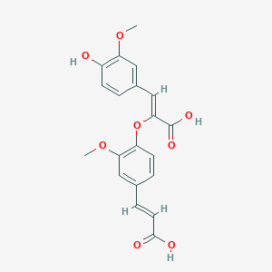molecular formula C20H18O8 B061995 4-[[(E)-1-Carboxy-2-(3-methoxy-4-hydroxyphenyl)ethenyl]oxy]-3-methoxy-trans-cinnamic acid CAS No. 180387-79-5