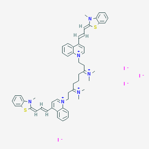 molecular formula C53H62I4N6S2 B061997 [7-dimethylazaniumylidene-1-[4-[(E,3Z)-3-(3-methyl-1,3-benzothiazol-2-ylidene)prop-1-enyl]quinolin-1-ium-1-yl]-9-[4-[(E,3E)-3-(3-methyl-1,3-benzothiazol-2-ylidene)prop-1-enyl]quinolin-1-ium-1-yl]nonan-3-ylidene]-dimethylazanium;tetraiodide CAS No. 166196-17-4