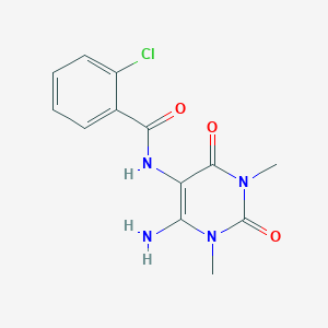 molecular formula C13H13ClN4O3 B062050 N-(4-amino-1,3-dimethyl-2,6-dioxopyrimidin-5-yl)-2-chlorobenzamide CAS No. 166115-73-7