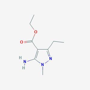 molecular formula C9H15N3O2 B062064 Ethyl 5-amino-3-ethyl-1-methyl-1H-pyrazole-4-carboxylate CAS No. 159709-52-1