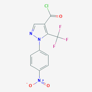 molecular formula C11H5ClF3N3O3 B062080 1-(4-Nitrophenyl)-5-(trifluoromethyl)pyrazole-4-carbonyl chloride CAS No. 175137-36-7