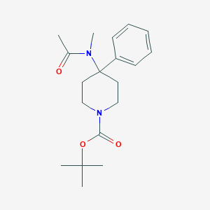 molecular formula C19H28N2O3 B062101 Tert-butyl 4-[acetyl(methyl)amino]-4-phenylpiperidine-1-carbamate CAS No. 182621-53-0