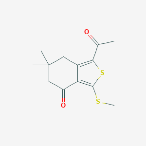 molecular formula C13H16O2S2 B062111 1-Acetyl-6,6-dimethyl-3-(methylthio)-4,5,6,7-tetrahydrobenzo[c]thiophen-4-one CAS No. 175202-49-0
