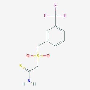 molecular formula C10H10F3NO2S2 B062136 2-[3-(三氟甲基)苄基磺酰基]硫代乙酰胺 CAS No. 175276-83-2
