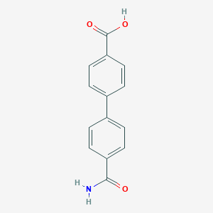 molecular formula C14H11NO3 B062146 4-(4-carbamoylphenyl)benzoic Acid CAS No. 166386-38-5