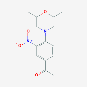 molecular formula C14H18N2O4 B062292 1-[4-(2,6-Dimethylmorpholin-4-yl)-3-nitrophenyl]ethan-1-one CAS No. 175136-73-9