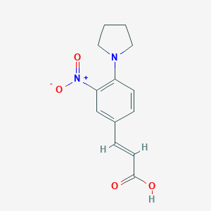molecular formula C13H14N2O4 B062309 3-(3-Nitro-4-tetrahydro-1H-pyrrol-1-ylphenyl)acrylic acid CAS No. 175278-41-8