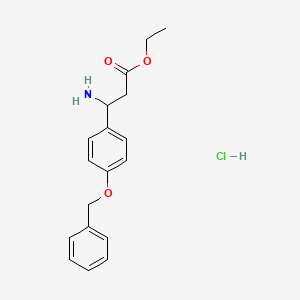 molecular formula C18H22ClNO3 B6231431 ethyl 3-amino-3-[4-(benzyloxy)phenyl]propanoate hydrochloride CAS No. 502686-30-8