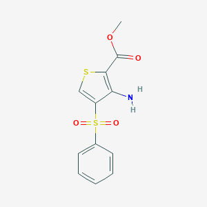 molecular formula C12H11NO4S2 B062339 Methyl 3-amino-4-(phenylsulfonyl)thiophene-2-carboxylate CAS No. 175201-55-5