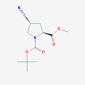 molecular formula C12H18N2O4 B062349 N-BOC-TRANS-4-CYANO-L-PROLINE METHYL ESTER CAS No. 194163-91-2
