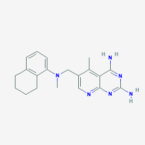 molecular formula C20H24N6 B062412 Pyrido(2,3-d)pyrimidine-2,4-diamine, 5-methyl-6-((methyl(5,6,7,8-tetrahydro-1-naphthalenyl)amino)methyl)- CAS No. 174655-05-1