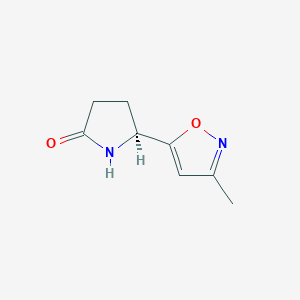 molecular formula C8H10N2O2 B062453 (S)-5-(3-Methylisoxazol-5-yl)pyrrolidin-2-one CAS No. 163849-08-9