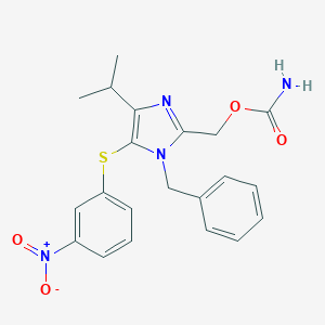molecular formula C21H22N4O4S B062484 1-Benzyl-2-carbamoyloxymethyl-4-isopropyl-5-(3-nitophenylthio)-1H-imidazole CAS No. 178979-37-8