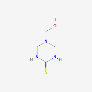 molecular formula C4H9N3OS B062485 5-(Hydroxymethyl)-1,3,5-triazinane-2-thione CAS No. 187745-34-2