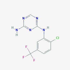 molecular formula C10H7ClF3N5 B062517 2-Amino-4-[2-chloro-5-(trifluoromethyl)phenylamino]-1,3,5-triazine CAS No. 175204-34-9