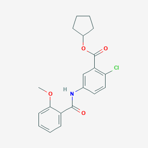molecular formula C20H20ClNO4 B062549 Benzoic acid, 2-chloro-5-((2-methoxybenzoyl)amino)-, cyclopentyl ester CAS No. 178870-09-2